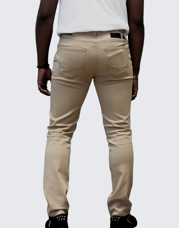 Pure Premium Lorenzo Slim Fit Cotton Jeans In Khaki Men