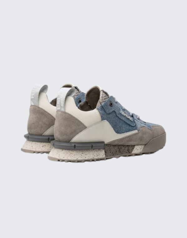 Replay Field Denim 1 Sneakers In Denim And Light Grey Men