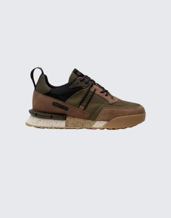 REPLAY JUPITER X SNEAKERS FOR IN MILITARY GREEN AND ECRU MEN