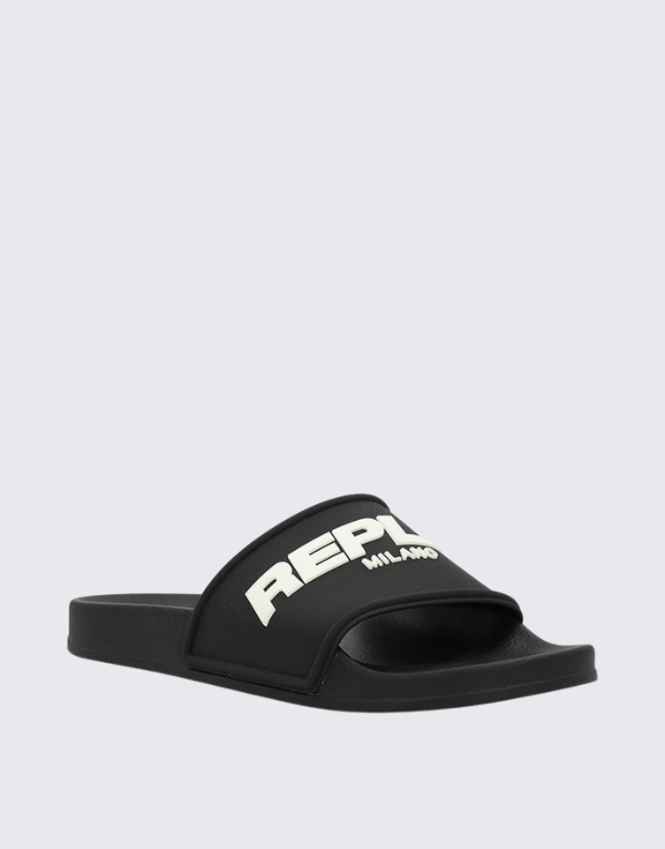 Replay Up Emboss Sandal Black White Men