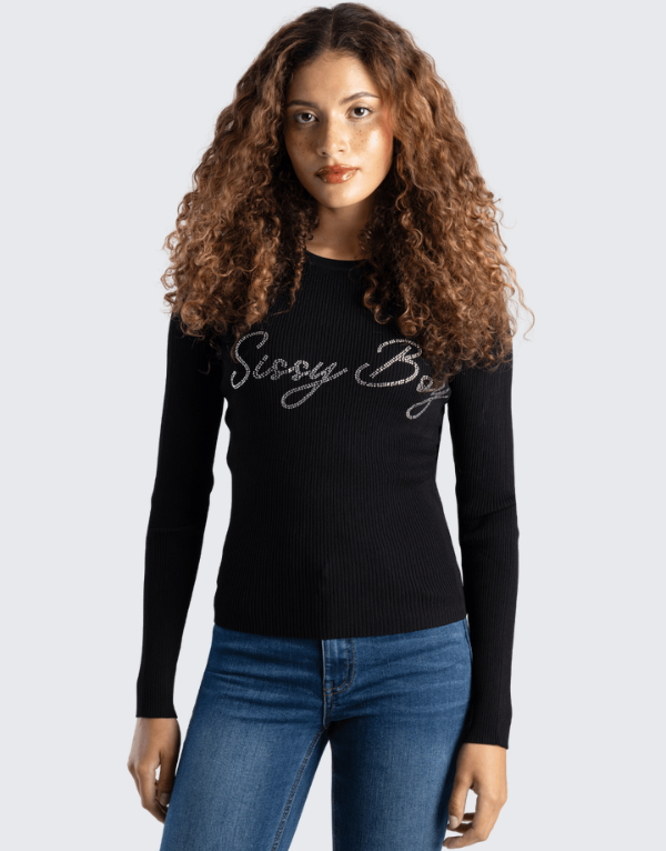 Sissy Boy Basic Logo Sweater In Black Womens