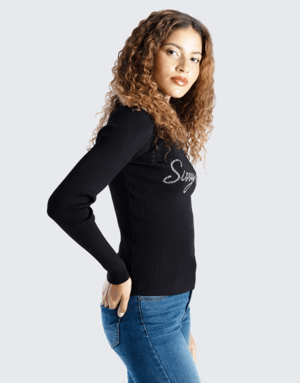 Sissy Boy Basic Logo Sweater In Black Womens