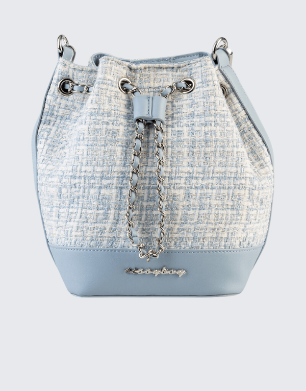 Sissy Boy Bouclé Drawstring Bucket Bag In Blue Womens
