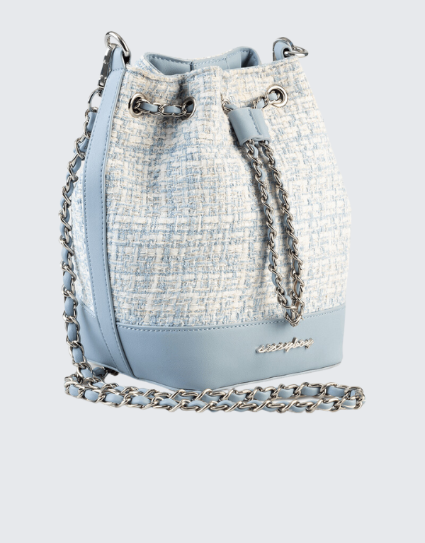 Sissy Boy Bouclé Drawstring Bucket Bag In Blue Womens