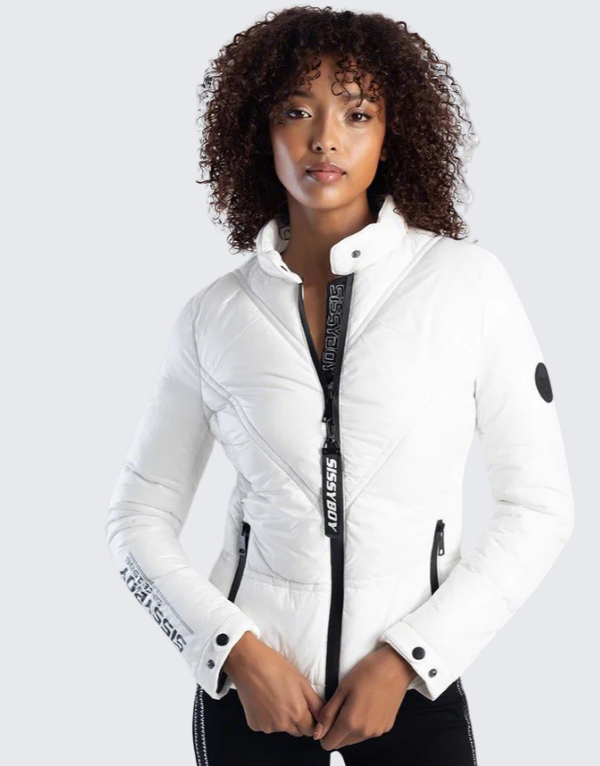 Sissy Boy Branded Puffer Jacket In White Womens