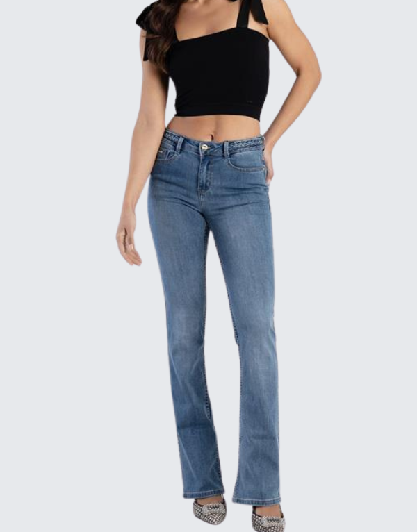 Sissy Boy Mid Waist Bootleg Jeans In Medium Vintage Wash Womens
