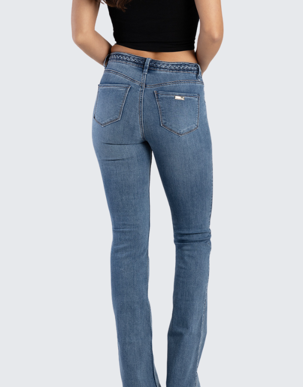 Sissy Boy Mid Waist Bootleg Jeans In Medium Vintage Wash Womens