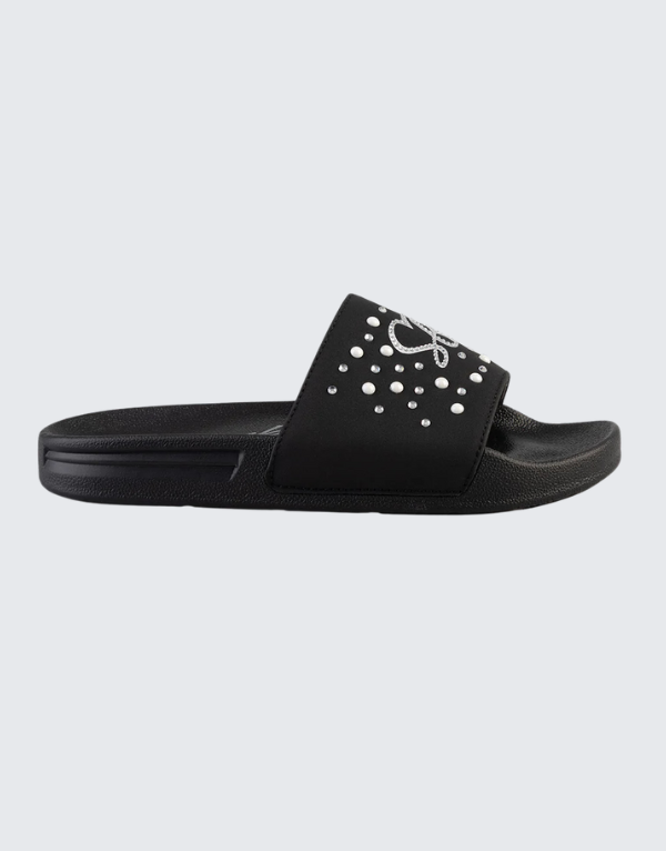 Sissy Boy Slide Sandals With Pearls In Black