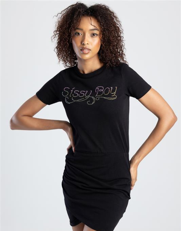 Sissy Boy T-Shirt Dress With Skirt Detail In Black Womens