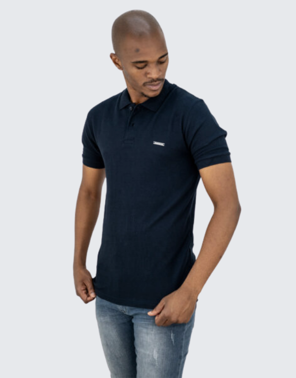 Stephan Pique Short Sleeve Polo Shirt Dark Navy Men