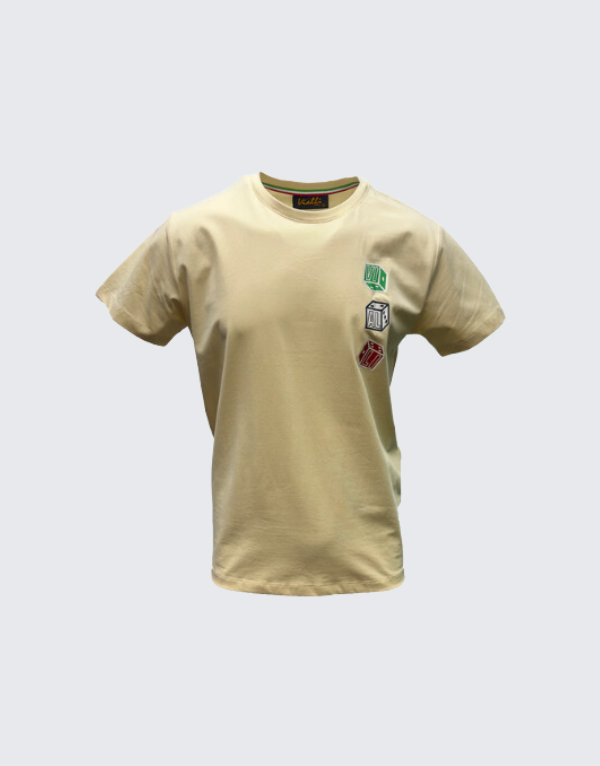 Vialli Idice Short Sleeve T-Shirt Cream Men