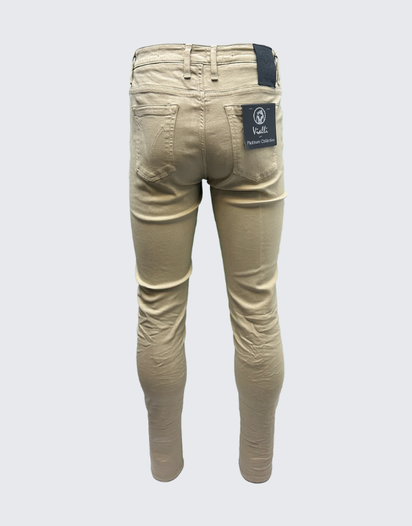 Vialli Ifello Ultra Fit Jeans In Sand Mens