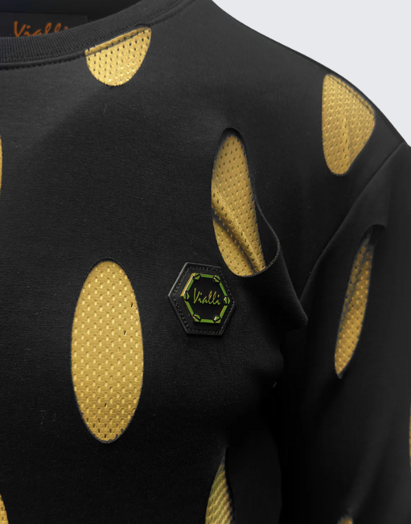 Vialli Kentop Sweater In Black And Gold Men
