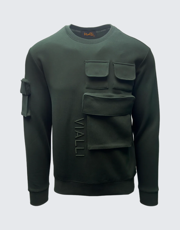 Vialli Kwalat Sweater In Dark Olive Men