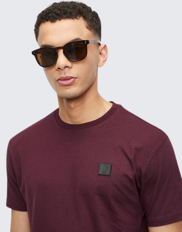 Polo Logo Badge Short Sleeve T-Shirt In Burgundy Men