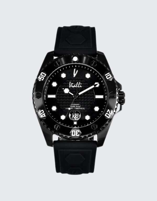 Vialli Elba Ocean Watch In Black On Black For Men