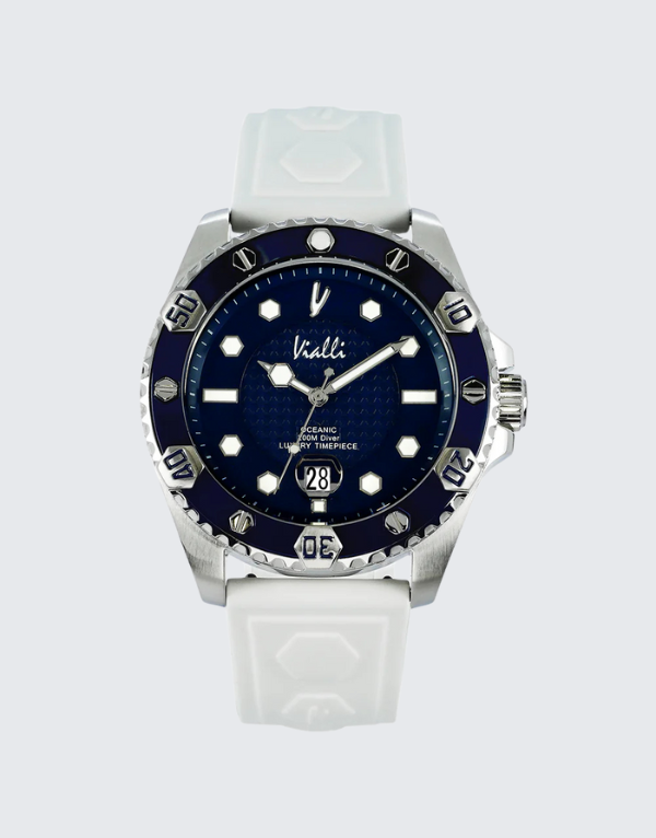 Vialli Silver Stainless Steel Watch In Black For Men