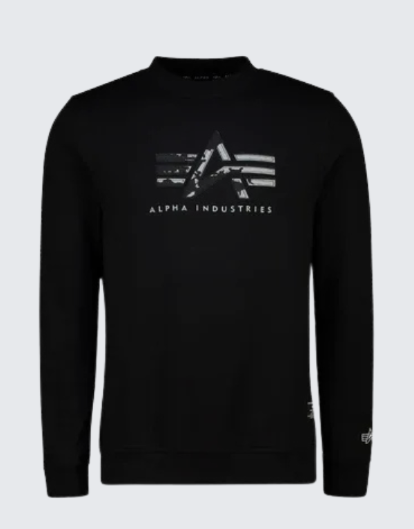 Alpha Ai Applique Crew Neck Sweater 002 Black Men