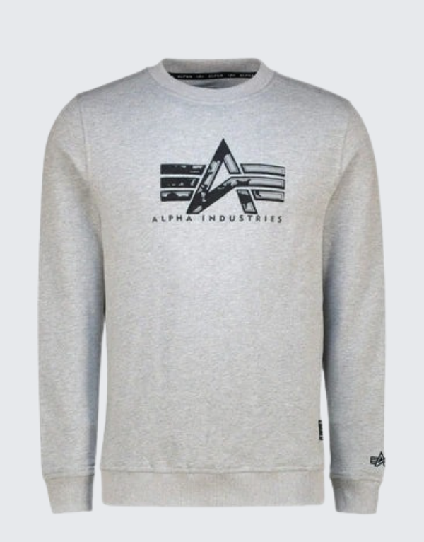 Alpha Ai Applique Crew Neck Sweater 004 Grey