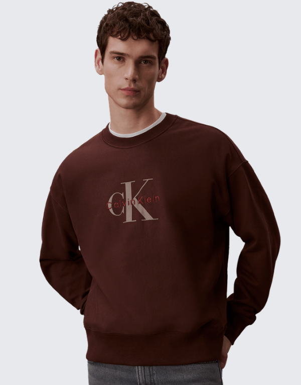 Calvin Klein 350 Terry Monologo Sweater Dark Brown Men