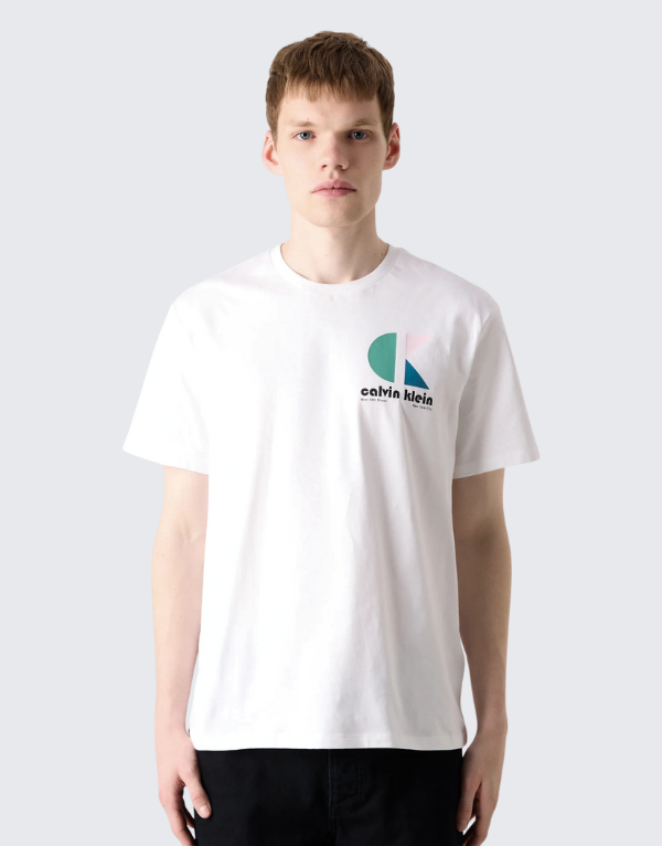 Calvin Klein Bauhaus Logo Graphic Short Sleeve T-Shirt White Men