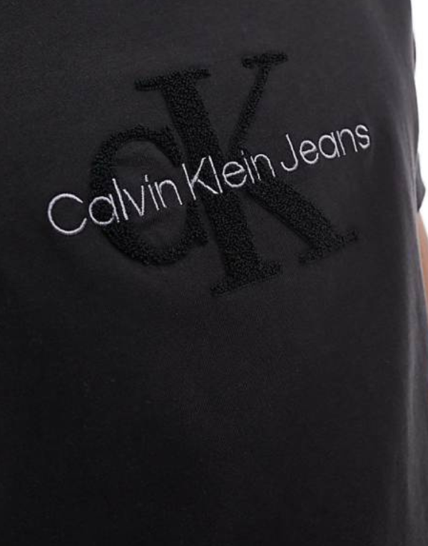 Calvin Klein Chenille Monologo T-Shirt In Black Men