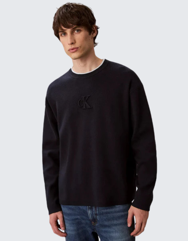 Calvin Klein Embossed Logo Sweater Navy Men
