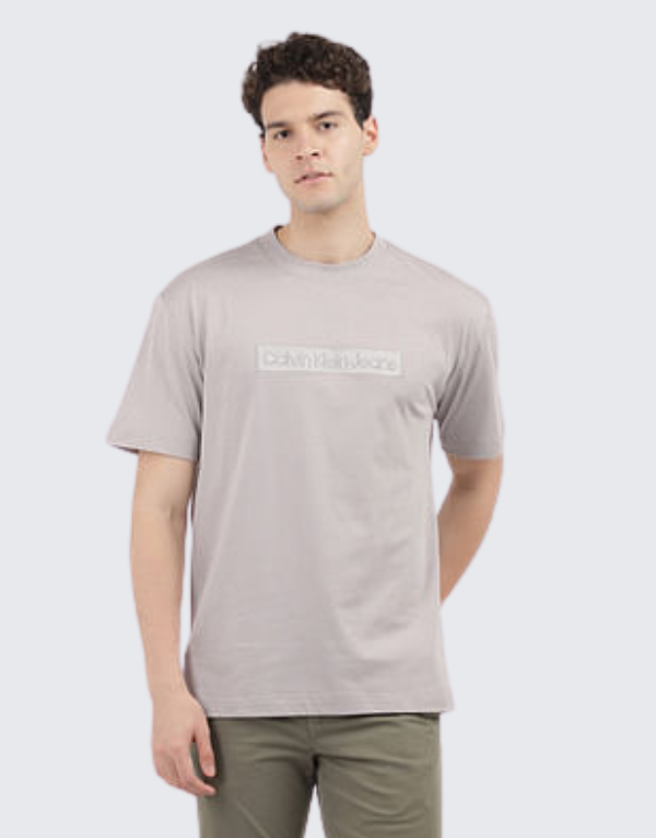 Calvin Klein Embroidered Box T-Shirt In Light Grey Men