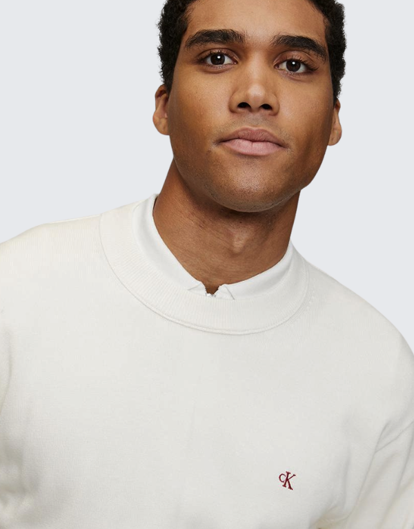 Calvin Klein Easy Cotton Crew Neck Sweater White Men