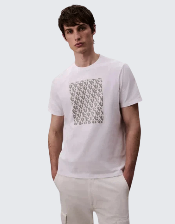 Calvin Klein Macro Aop Puff Short Sleeve T-Shirt White Men