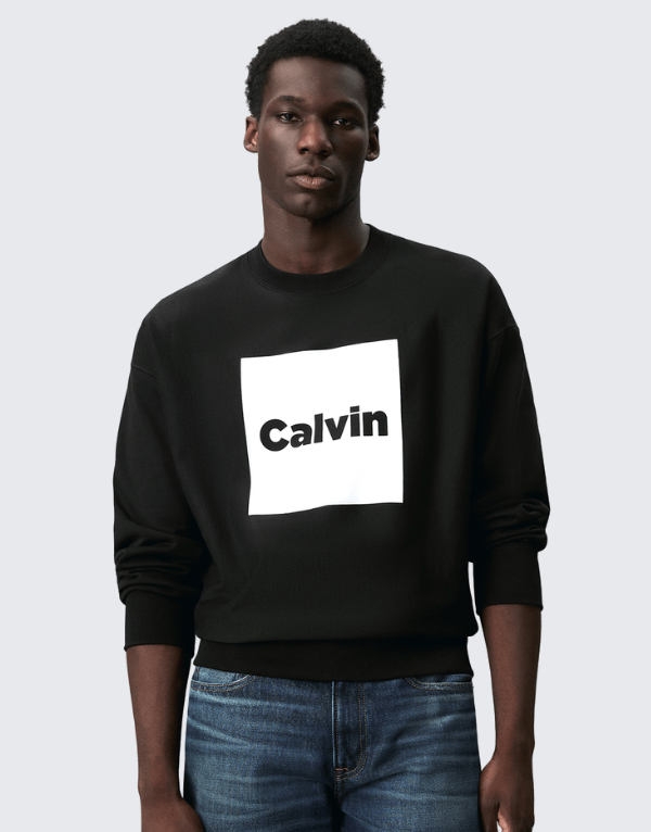 Calvin Klein Premium Fleece Box Graphic Sweater Black Men