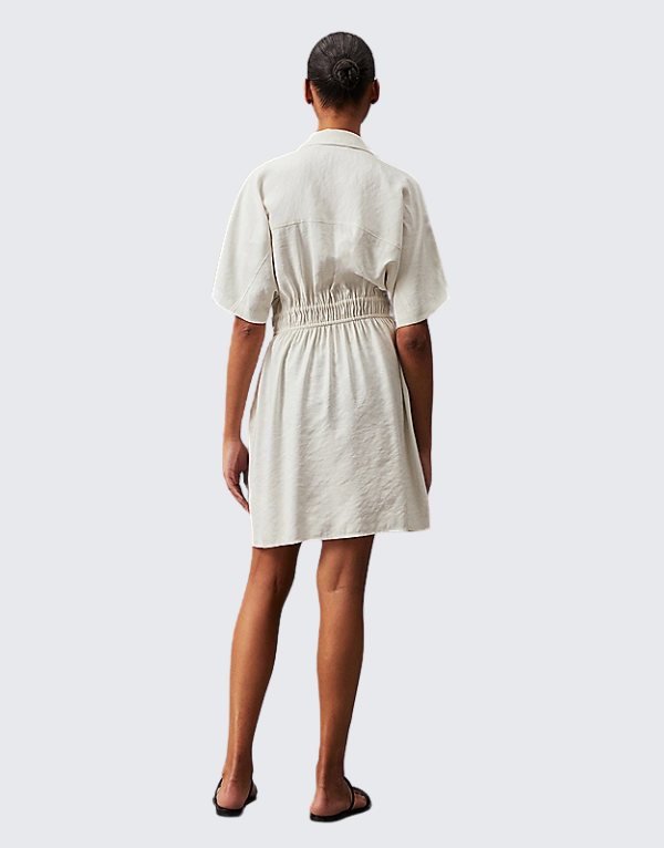 Calvin Klein Viscose Day Dress In Ivory Womens