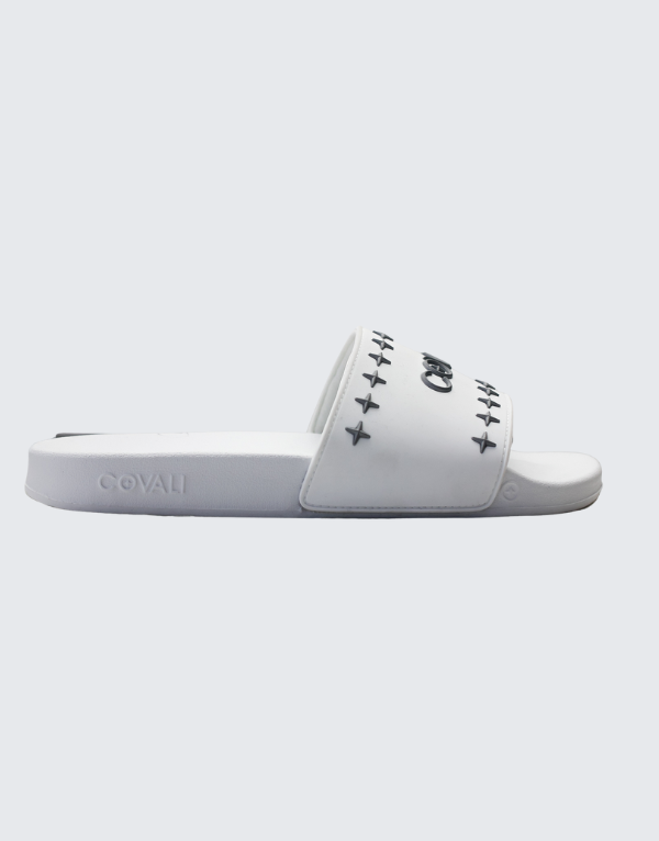 Covali Diablo Slide Sandals In White Men