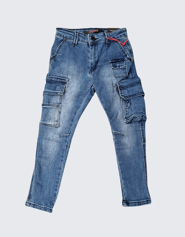 Cutty Leon Boys Denim Jeans In Blue Kids