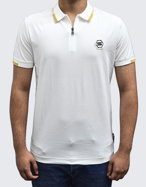 Enrico Coveri Short Sleeve Golfer 10 Off White Men