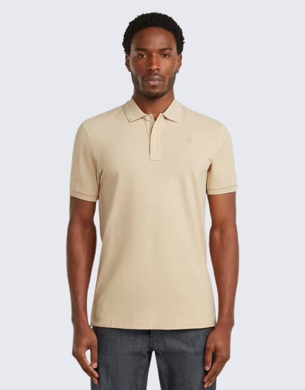 G-Star Raw Dunda Slim Fit Short Sleeve Polo Shirt Cream