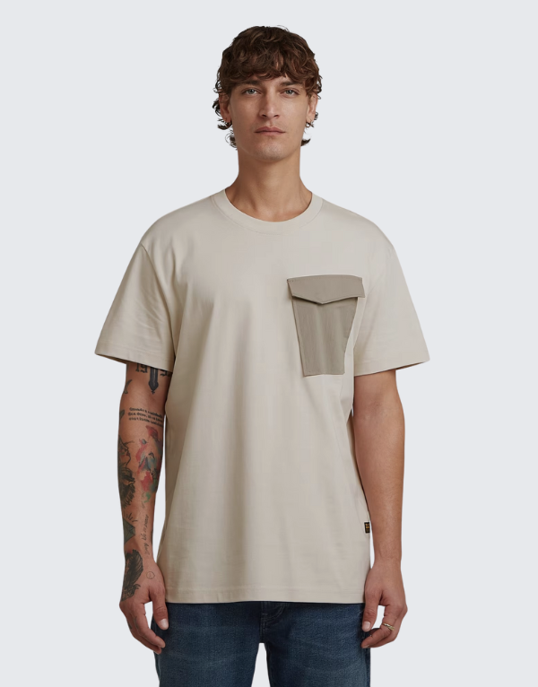 G-Star Raw Fabric Mix Pocket Short Sleeve T-Shirt White Bait Men
