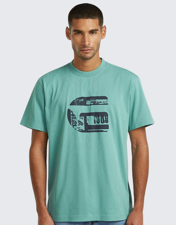 G-Star Raw G Icon Graphic Short Sleeve T-Shirt Mineral Blue Men