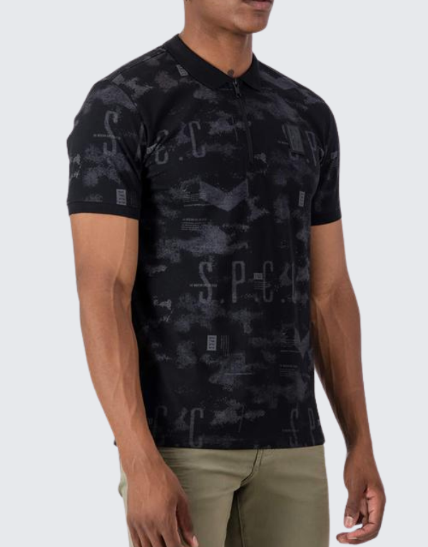 S.P.C.C. Ackroyd Short Sleeve Golfer In Black