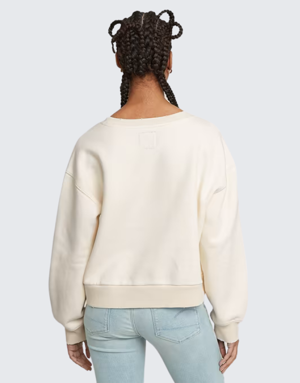 G-Star Raw Logo Loose Fit Sweater In Chalk  Women