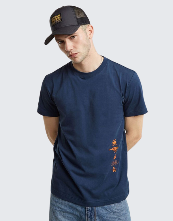 G-Star Raw Poster Back T-Shirt Dark Sea Blue Men