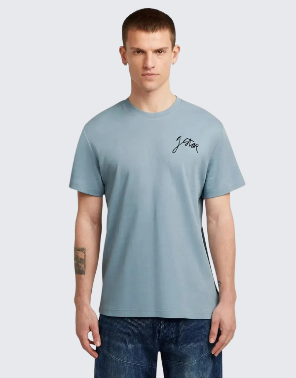 G-Star Raw Script Short Sleeve T-Shirt Ash Blue Men