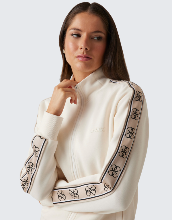Guess Ladies Britney Full Zip Sweater In Taupe Women