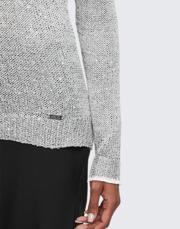 Polo  Addison Long Sleeve Sweater In Silver Grey Women