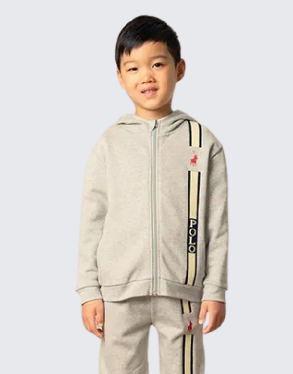 Polo Boys Gavin Zip-Through Hoodie In Grey Kids