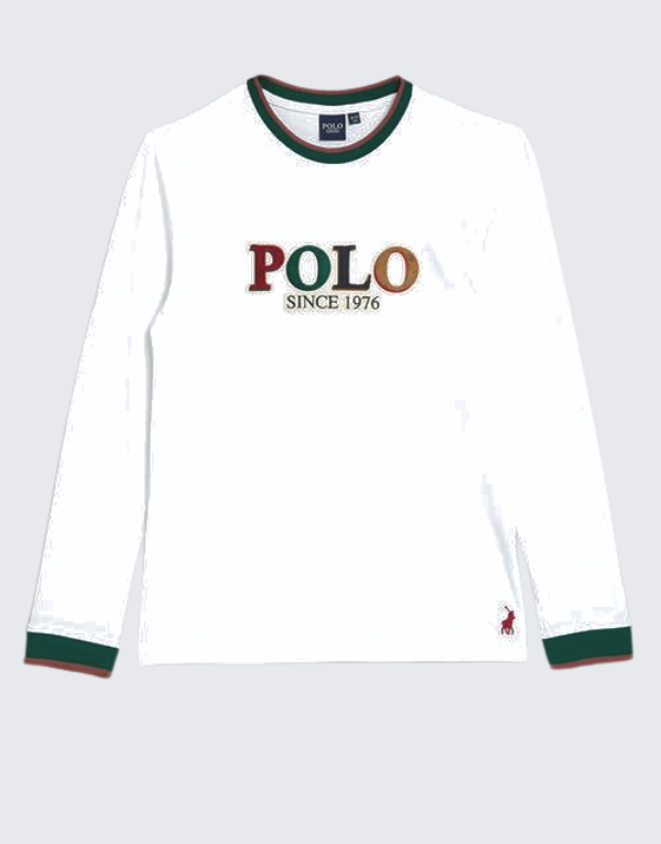Polo Boys Kyle Textured Long Sleeve T-Shirt In White Kids