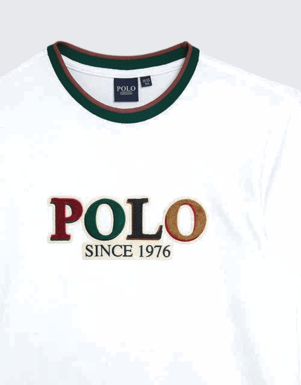 Polo Boys Kyle Textured Long Sleeve T-Shirt In White Kids