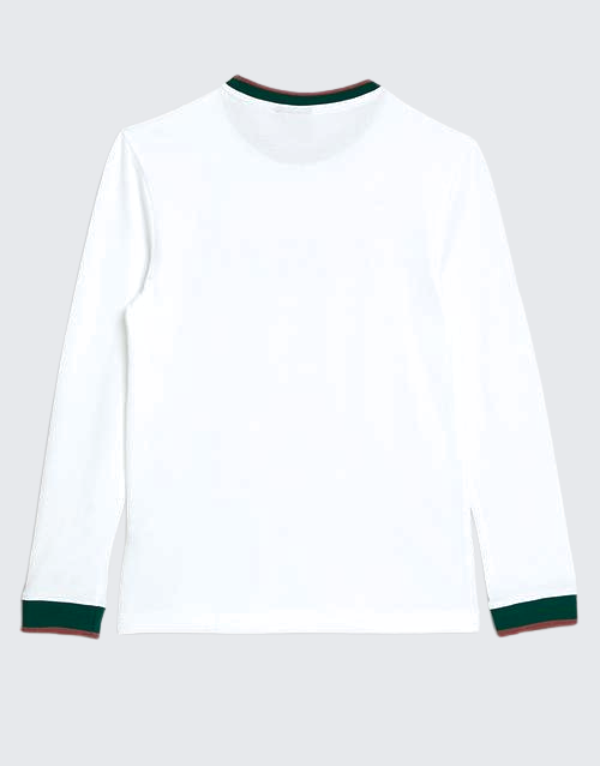 Polo Boys Kyle Textured Long Sleeve T-Shirt In White Kids