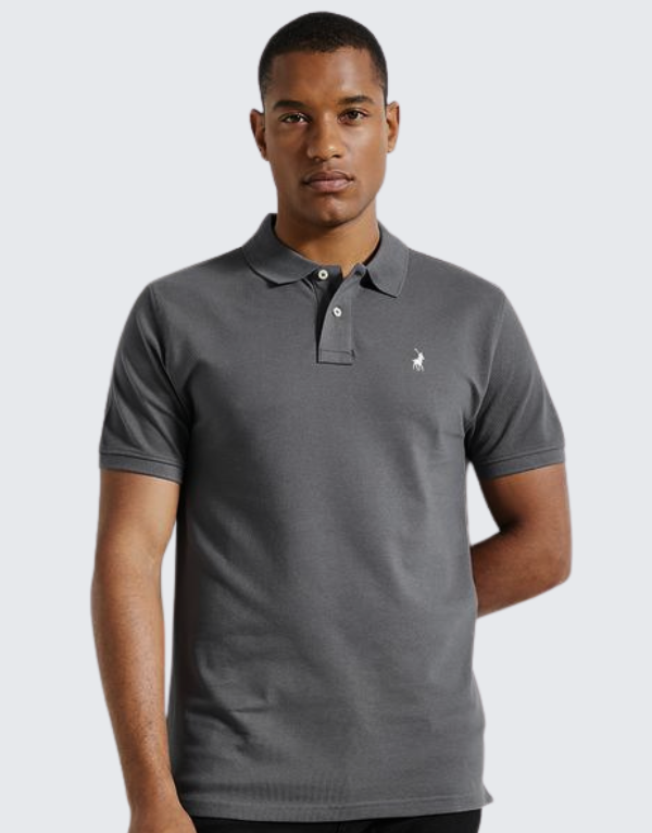 Polo Essential Piqué Short Sleeve Golfer Shirt In Dark Grey Men