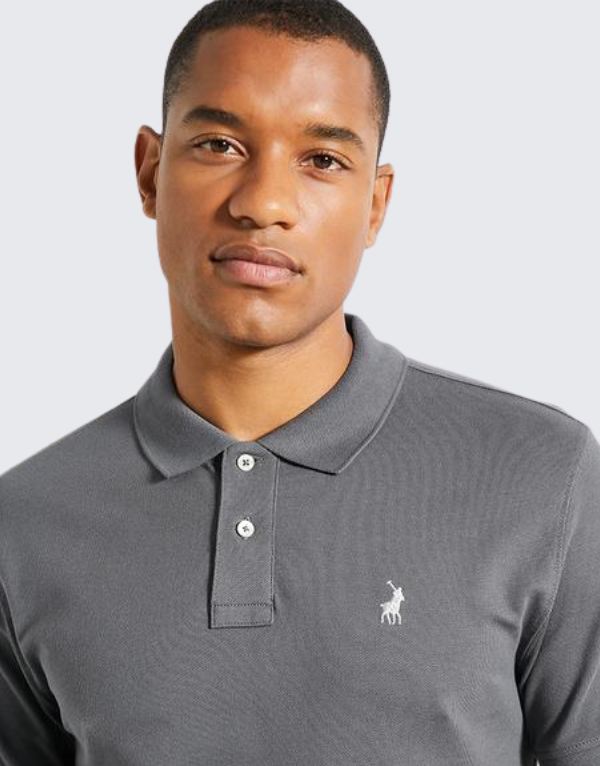 Polo Essential Piqué Short Sleeve Golfer Shirt In Dark Grey Men